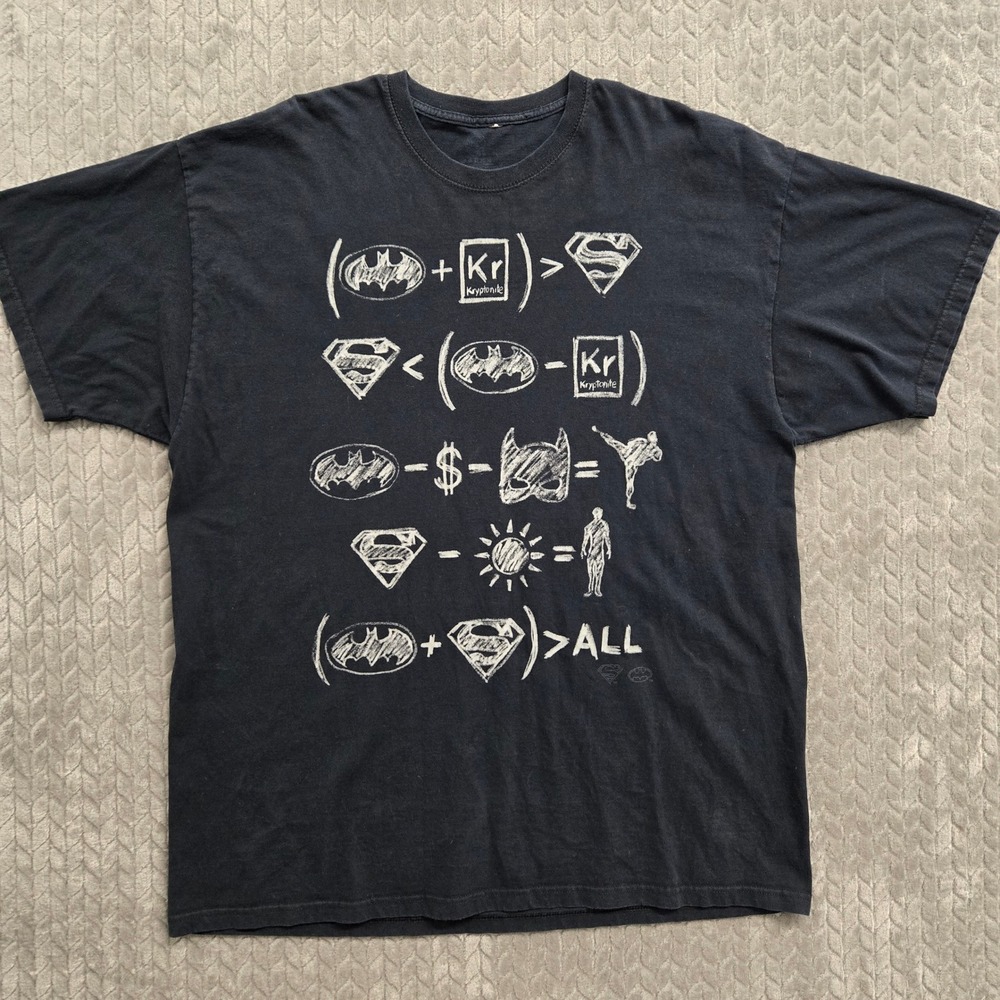 DC Comics Batman Superman Kryptonite Hero Math Equations Graphic T Shirt 2XL‎